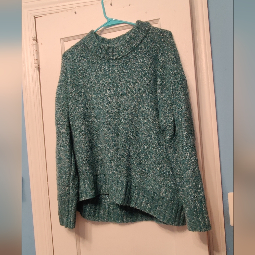 Old Navy Green White Marled Crewneck Sweater Women's Large